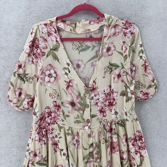 Lara Prairie Dress Women Large Cottegecore Floral Midi Button Rayon Southwestern - Picture 4 of 14